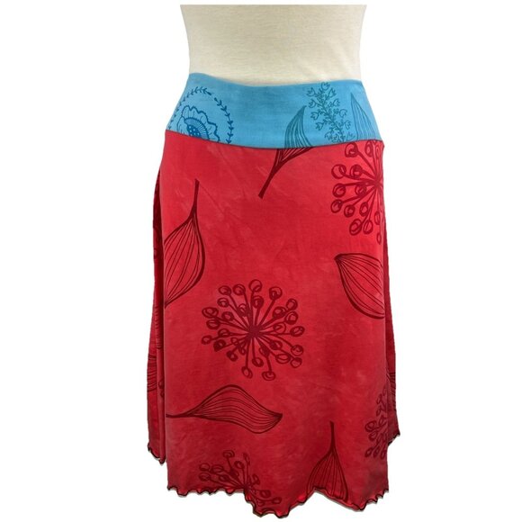 Jude Stuecker L Fiber Art Artsy Knit Skirt Organic Cotton Silk Screen Tie Dye - Picture 1 of 6